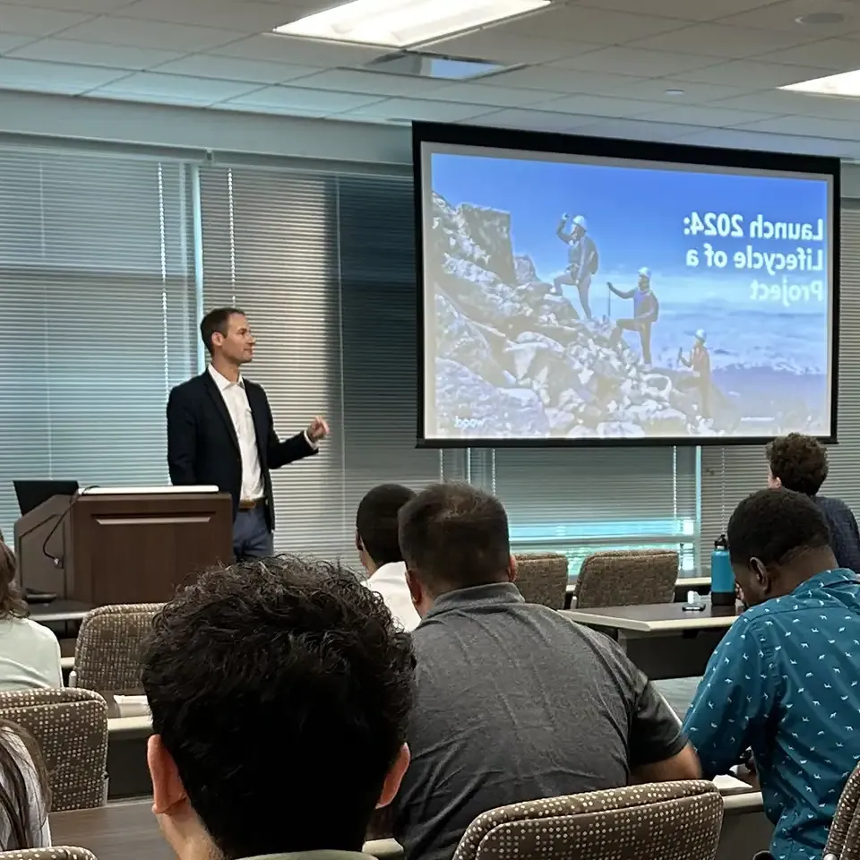 Jeremy Hall presenting at Launch in Houston